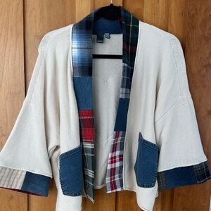 Patchwork Cardigan with Denim Accents - NEW